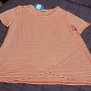 Christopher & Banks Active Top Orange Stripe XL